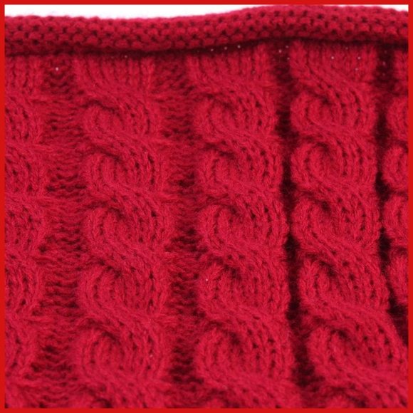 NEW Toddler 2 Piece Hand Cable Knit Red Hat Faux Fur Pompon and Collar Scarf - Picture 2 of 7